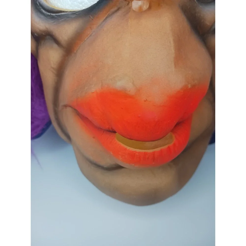 Vintage Fun World Halloween Mask - Purple Hair , Upside Down Nose